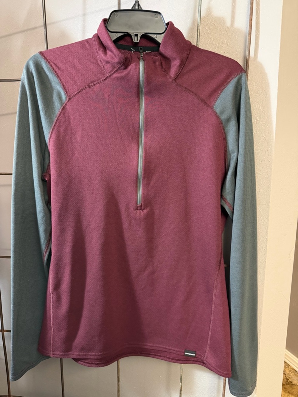 Patagonia Maroon and Gray Quarter-Zip Pullover